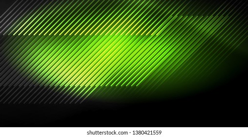 Neon color abstract lines on black