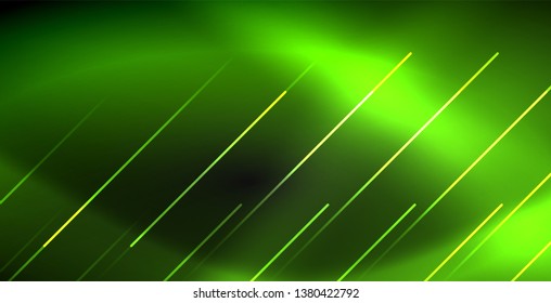 Neon color abstract lines on black