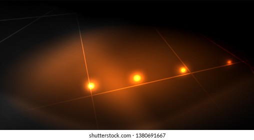 Neon color abstract lines on black