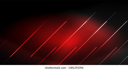 Neon color abstract lines on black