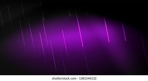Neon color abstract lines on black