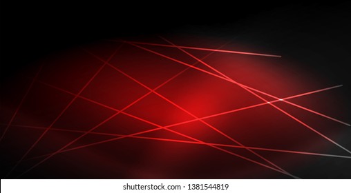 Neon color abstract lines on black