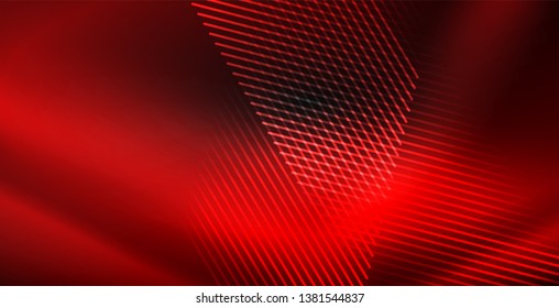 Neon color abstract lines on black