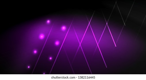 Neon color abstract lines on black