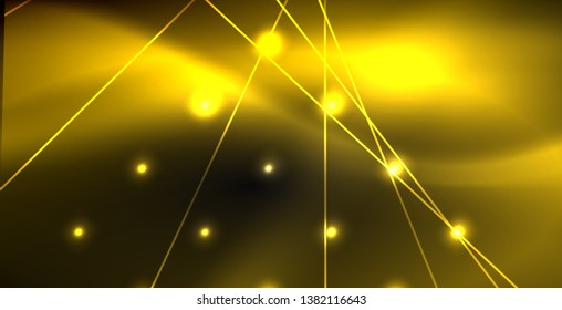 Neon color abstract lines on black