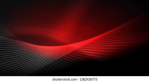 Neon color abstract lines on black