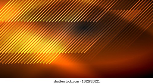Neon color abstract lines on black