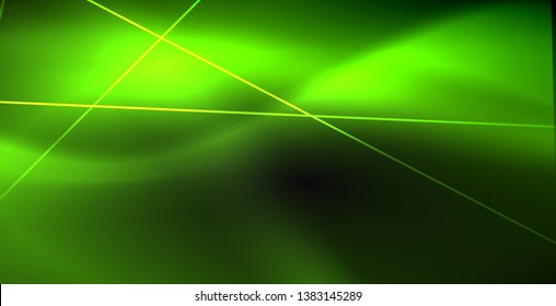 Neon color abstract lines on black