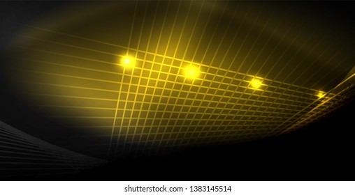 Neon color abstract lines on black