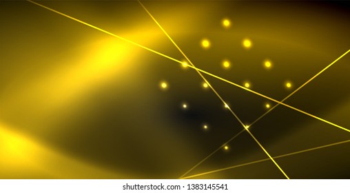 Neon color abstract lines on black