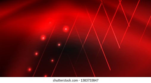 Neon color abstract lines on black