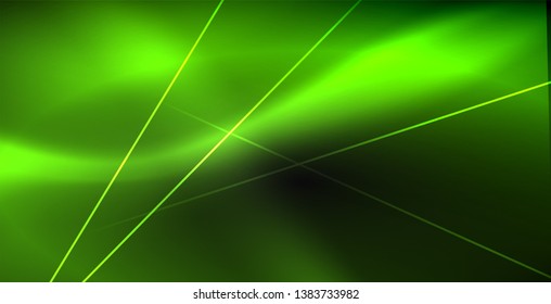 Neon color abstract lines on black