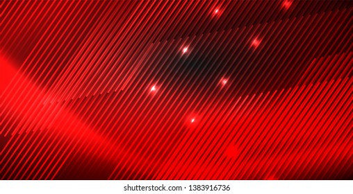 Neon color abstract lines on black