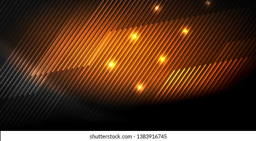 Neon color abstract lines on black