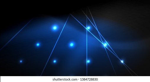 Neon color abstract lines on black