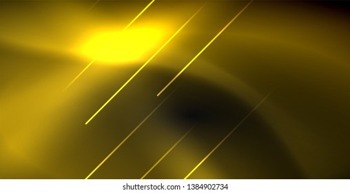 Neon color abstract lines on black