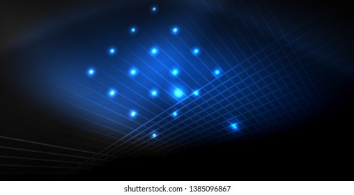 Neon color abstract lines on black