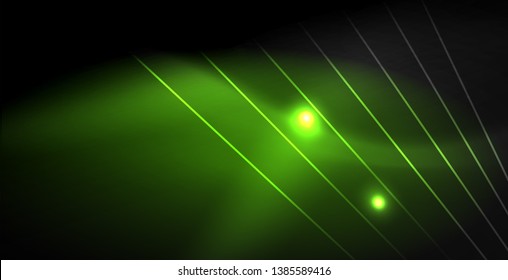Neon color abstract lines on black