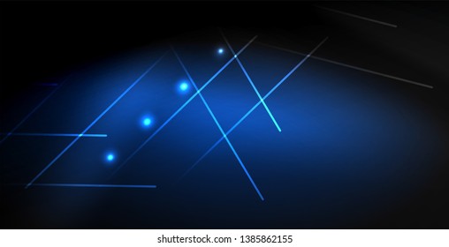 Neon color abstract lines on black