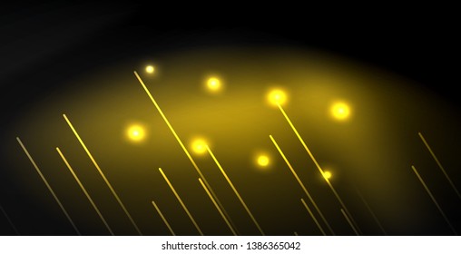 Neon color abstract lines on black