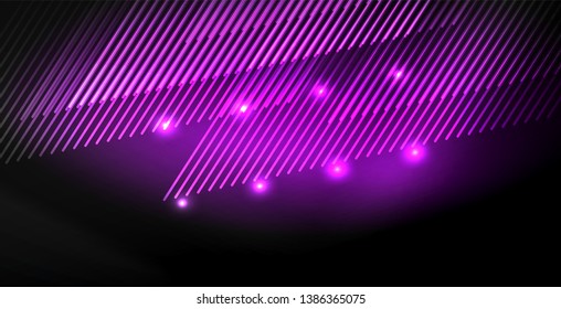 Neon color abstract lines on black