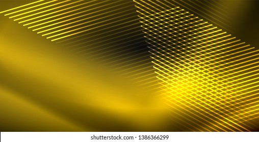 Neon color abstract lines on black