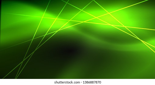 Neon color abstract lines on black