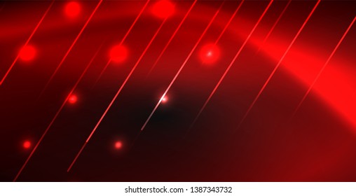 Neon color abstract lines on black