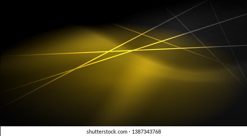 Neon color abstract lines on black