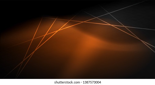 Neon color abstract lines on black