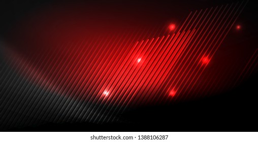 Neon color abstract lines on black