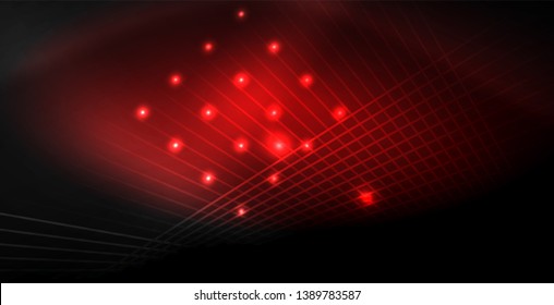 Neon color abstract lines on black