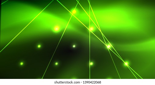 Neon color abstract lines on black