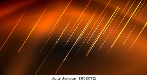 Neon color abstract lines on black