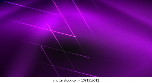 Neon color abstract lines on black