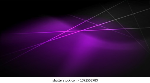 Neon color abstract lines on black