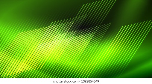 Neon color abstract lines on black