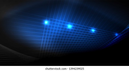 Neon color abstract lines on black