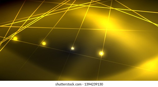 Neon color abstract lines on black