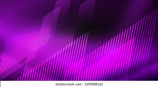 Neon color abstract lines on black