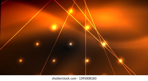 Neon color abstract lines on black