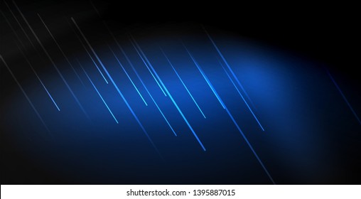 Neon color abstract lines on black