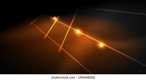 Neon color abstract lines on black