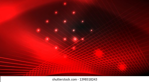 Neon color abstract lines on black