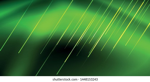 Neon color abstract lines on black