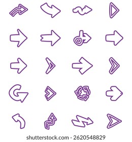 Neon kleur Pijl pictogrammen instellen. Pijlen vector met behulp van geïsoleerd op een witte achtergrond. Grote vector set van zwarte pijl symbool en richting wijzers in verschillende stijlen. Prachtige pijl vector collectie.