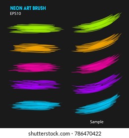 neon color art brush vector