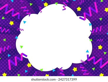 Neon Color Backgrounds graphics material Focused Lines, Polka Dots and Clouds Frame Purple