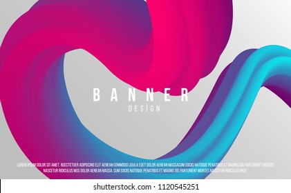 Neon color fluid shape on bright background. trendy poster design with place for text. 