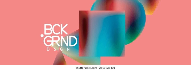 Neon color geometric shapes square triangle circle abstract background. Vector Illustration For Wallpaper, Banner, Background, Card, Book Illustration, landing page